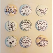 문화가게 민화도안 민화그림 브로치만들기 (50mm), 8번 모란3