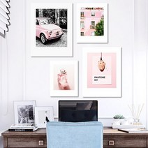 유홍아트 Pink 북유럽 인테리어 액자 No114 프레임 6호(41x32cm) (5610788), 07.핑크스카이/프레임액자(흰색)