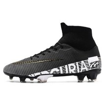 CURIA 남자와 여자 Unisex Ultralight 축구화 과 야외 FG/TF 축구 발목 부츠 미끄럼 방지 클리트