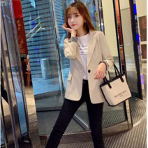 작은 롱 코트 정장은 새로운 여성 캐주얼 정장 봄 슬림 핏 루즈 핏 느낌을 풍겼다 nvxifu
