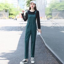 Momolatti 쭈리면 멜빵 바지 캐주얼 티 셔츠 점프수트 투피스