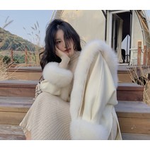 클래식 울코트 양면캐시미어 슬림 베스트 숏코트 여성 케이프 코트 망토 에코퍼 롱코트 페이크퍼자켓