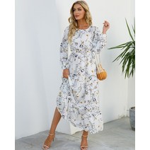 휴양지원피스 바캉스 롱 꽃무늬 해변 치마 여름 휴가 우아한 보헤미안 맥시 드레스 하이 시크한 한국 긴 소매 비치 복장 로브