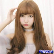 ForU632 여자 웨이브 긴머리 고열사 전체가발 티안나는가발 긴머리가발 가발 패션가발, 자연블랙 망있음