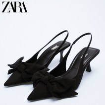 ZARA 자라 리본 힐 스웨이드 슬링백 슈즈