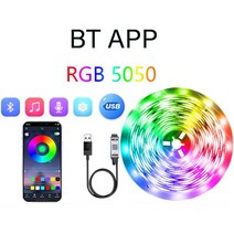 LED 스트립 컴퓨터 조명 USB 적외선 색상 변경 바 램프 스크린 TV 네온 5050 RGB 침실 장식, [04] BT APP Control, [01] 1m