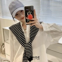 Neirny 여성 가을 겨울 울 줄무늬 숄더 니트 가벼운 가디건 숄 스카프 레이어드 머플러 페이크 어깨 숄 가디건