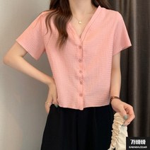 가바바 여성 빅사이즈 블라우스 반팔로 시원하게 입기 좋은 블라우스 G70149