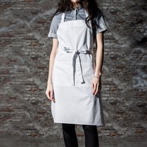 [버니] 심플 코튼 앞치마 / 주방 공방 베이커리 카페 +무료 자수 각인, 화이트