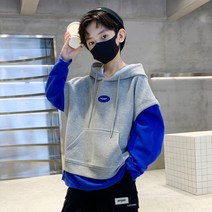 도오빠 맨티후리 주니어 기모 후드티 긴팔티셔츠 따뜻한 안감 데일리 후드 티셔츠 가을 겨울 남아 키즈 주니어 어린이