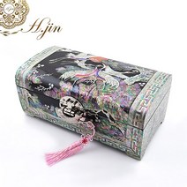 장태복 작품 H.jin 나전칠기 해적굴림 자개보석함 24cm (흑송학) 결혼 예단 생일 생신 외국인 바이어 선물 답례품