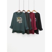 [코지] 여자 나웃잎 드로잉 프린팅 중년여성 블라우스