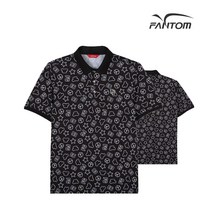 팬텀 골프 fantom남성 아이콘 패턴 반팔 카라 티셔츠 F21102TO033_BK, 110, BK