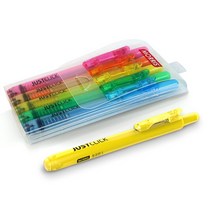 [감동] 노크식 형광펜 노랑+분홍+연두 3색세트 or 5색세트, 노랑+주황+분홍+연두+파랑