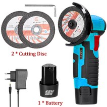 목재 각도 절단기 무선 전기 앵글 그라인더 12V 19500rpm 도구 충전식 미니 폴리싱 머신 다이아몬드 커팅, 05 Blue 1 Battery EU