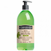 LE COMPTOIR DU BAIN 르꽁뜨와르뒤뱅 트레디셔널 마르세유 버베나 비누 1L, 1개