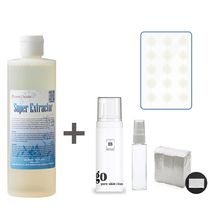 [미국수입]슈퍼엑스로션 350ml+약산성클렌저+공병+화장솜(약400매)+트러블스팟패치 보떼 크리스티에 슈퍼익스트랙터 피지연화제 블랙헤드 화이트헤드 피지관리 피지녹이는제품, 슈퍼익스트랙터+약산성클렌저+공병+솜