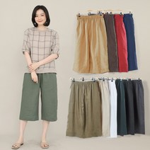 애비뉴투지 엄마옷 정갈한 린넨 100 여성 여름 허리밴드 7부 통바지 마바지 P07107 50대 60대 중년여성의류