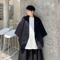 남성 반팔 셔츠 봄 여름 패션 초대형 박쥐 반팔 재킷 남성 길거리 패션 힙 합 고 딕 스 루즈 캐 주 얼 셔츠 스타일 외투 일본 스타일 외투 개성 캐 주 얼