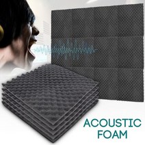 50x50x1.5cm 방음 어쿠스틱 폼 처리 흡음 면소음 스펀지 우수한 차음성, 검정색 500x500x15mm