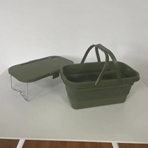 미니 로우 캠핑박스 폴딩 수납함, 밀리터리 그린(뚜껑은 작은 테이블 보드로 사용 가능)