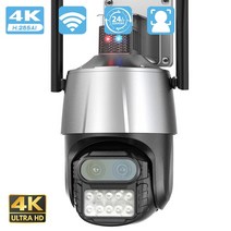 씨씨티비 소형 매장 cctv 야외 무선카메라 도난 방지 사이렌 알람이있는 8mp wifi 카메라 듀얼 렌즈 8x 디지털 줌 카메라 야간 투시경 인간 감지 보안 ip 카메라, 8mp(128GB 카드 포함), 나는 플러그