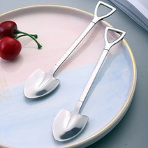 삽스푼 삽모양 스푼 특이한 미니 디저트 삽 숟가락, 1삽모양티스푼-삼각형