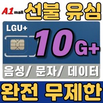 에이원몰 LG U+ 무제한 선불유심 칩 선불폰 유심카드 10 G+, 30일 3회 총90일 (30일 단위 충전 가능)