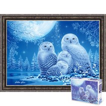 퍼즐피플 달빛아래 올빼미 가족 150피스 동물 직소퍼즐, 달빛아래 올빼미 가족 150피스 액자포함(엔틱실버), 150p