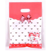 답례품 비닐쇼핑백 소형 50매 묶음 사각 핑크리본, 사각 핑크리본 비닐쇼핑백 소형 50매