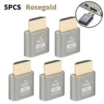 케이블 1-5pcs 4K HDMI 호환 가상 디스플레이 DDC EDID 더미 에뮬레이터 어댑터 지원 3840x2160 60Hz Bitcoi Mining, [07] Rosegold 5pcs