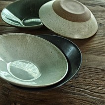 김학영도자기 아끼다 납작면기 파스타 덮밥 비빔 라면 국수 그릇, 펄블랙