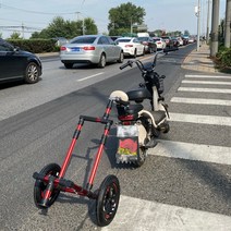 자전거트레일러 오토바이 전기자전거 트레일러 바이크 미니 카고 접이식 짐수레 리어카 전기 야외 캠핑 낚시 식료품 카트, 검은색과빨간색나일론허브공압휠을연결한전기자동차