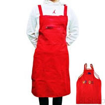 포켓 빨간색 가죽 목공 작업용 공방 가게 카페 앞치마