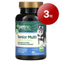 리암마켓 petnc NATURAL CARE 펫엔시 노견용 건강 관리 보충제 종합 비타민 포뮬라 소프트 츄 60정 1팩, 3팩