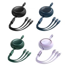 베이스어스 100W 브라이트 미러 3in1 데이터 고속충전 케이블, 그린