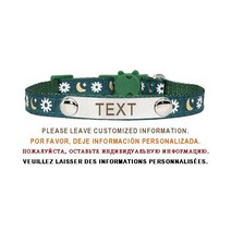 고양이 하네스 목줄 가슴줄 앞섬방지 산책줄 ID 안전 버클 강아지 칼라 조절 가능한 명판 조각 스테인레스 스틸 나일론 새끼 목걸이, S, sun-green