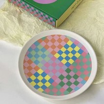 식탁용 인쇄 대나무 섬유 접시 샐러드 디저트 케이크 과일 음식 접시 주방 식기 20 cm 25cm, H-20CM
