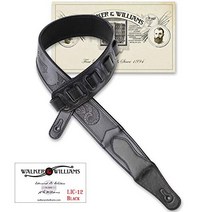 Walker & Williams LIC-12 Black Padded Guitar Strap with Cross and Traditional Tooling null, 1