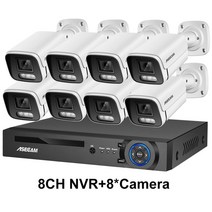 CCTV 보안 카메라 4K 8MP 시스템 H.265 POE NVR 키트 야외 방수 오디오 비디오 기록 세트, 04 8CH NVR and 8 Camera_03 2T
