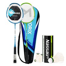 가벼운 프로모릭스 스완 배드민턴라켓 2자루 1세트+703 셔틀콕 3개입 초급 중급 학교체육