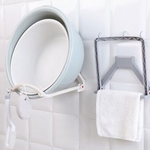 [엘홈] [욕실 세수대야 자동접이식 거치대]욕실용품 욕실걸이 흡착걸이 다용도걸이 대야 욕조, 색상선택:그레이