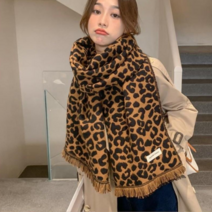 [엔젤D] 여성 호피 캐시미어 롱 목도리 머플러