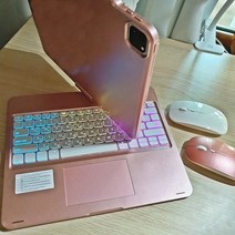 2022 NEW 360 회전 매직터치 한글 각인 아이패드 매직키보드 케이스 레인보우칼라 백라이트 키보드 케이스 10.9 11 12.9 미니 6 세대, 로즈골드