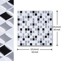 폴리싱타일 Vividtiles자체 접착 모자이크 타일 벽 데칼 스티커 DIY 홈 장식 비닐 껍과 스틱 주방 욕실1 시트, [04] T80208