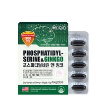 포스파티딜세린 앤 징코 60캡슐 대두레시틴 비타민E 은행잎추출물 토코페롤 홍삼분말 플라보놀배당체 기억력 인지력 저하 개선 자외선 피부손상 보습 도움 건강유지, 1박스, 1200mg x 60캡슐