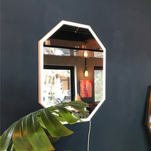 LED (직)간접 비비안 8각 욕실 거실 거울(600x800), LED설치, 네이비