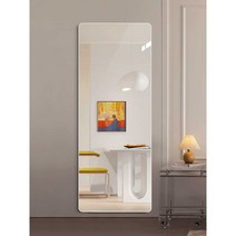 구매허니 미용실경대 양면 조명 아치형 미러 LED 헤어샵, 접착형 40x150cm 벽걸이형