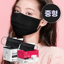 도톰한 프리미엄 국산 덴탈 마스크 대형 중형 블랙 화이트 50매입 퓨린스케이, 08-1 작은 중형_50매_(벌크), 도톰 블랙