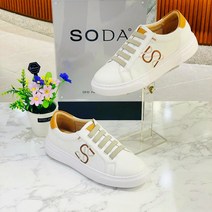소다 SODA 여성 경량 자수 포인트 FLF112 화이트 (발편한 밴딩끈 데일리 스니커즈)NC신구로